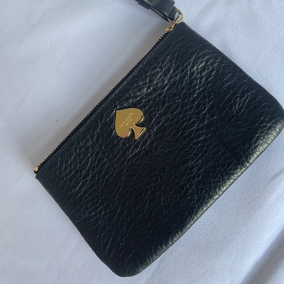 Never used Kate Spade Black Leather Wristlet - Picture 1 of 7